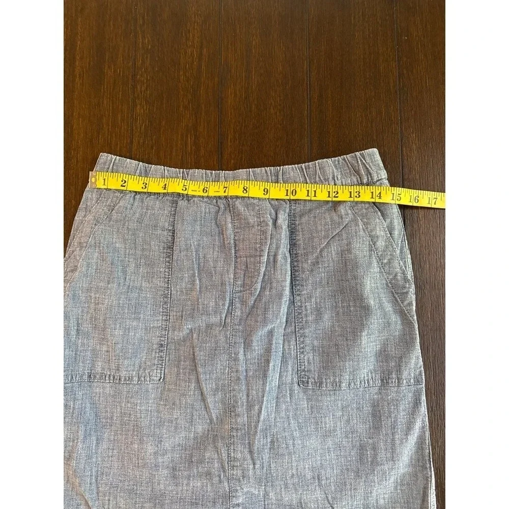 Lands End Womens Blue Chambray Skort Elastic Waist Pockets Size 4 Active Casual